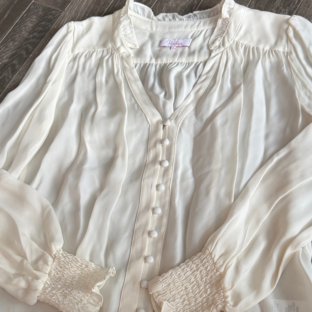 Parker Cream Blouse with Button Detail